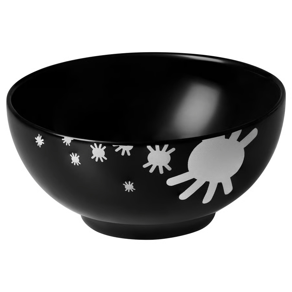 IKEA KUSTFYR Serving Bowl, Black/Spider White, 5" (306.173.60) NEW